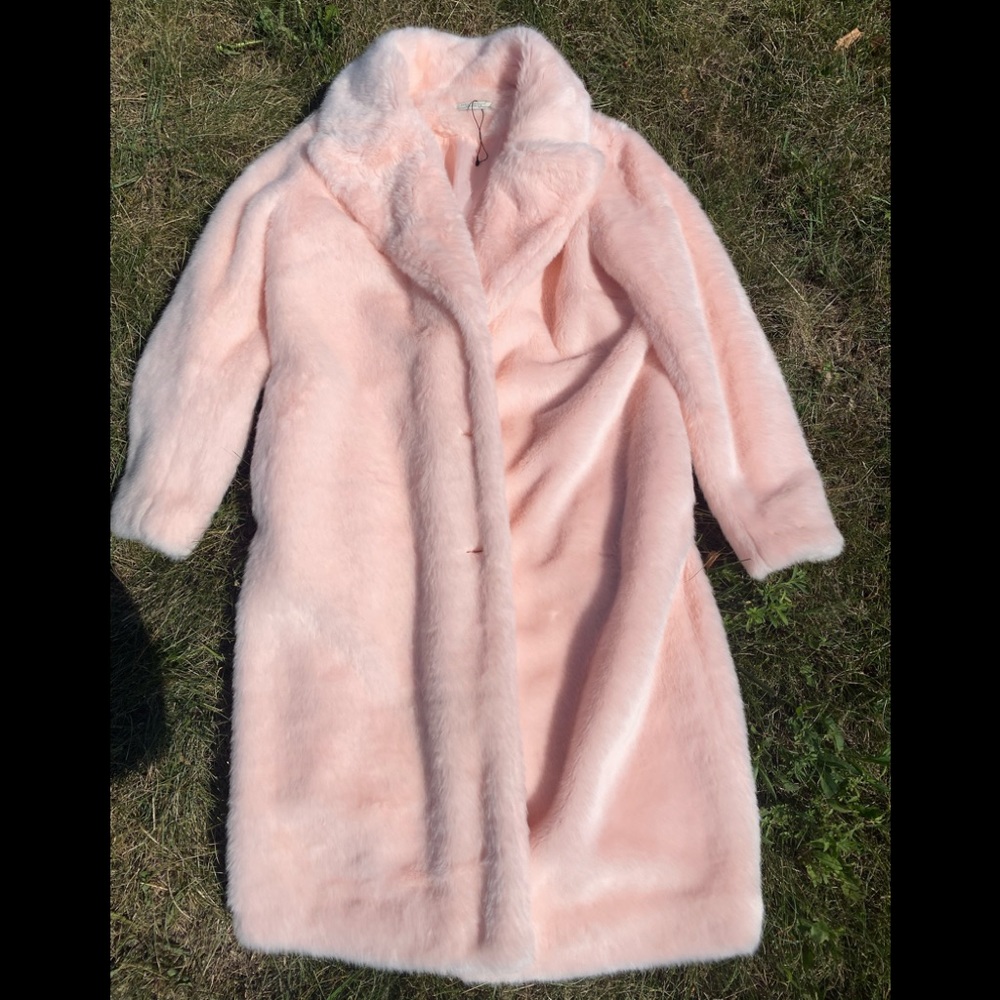 Fuzzy Blush Pink Trench Coat